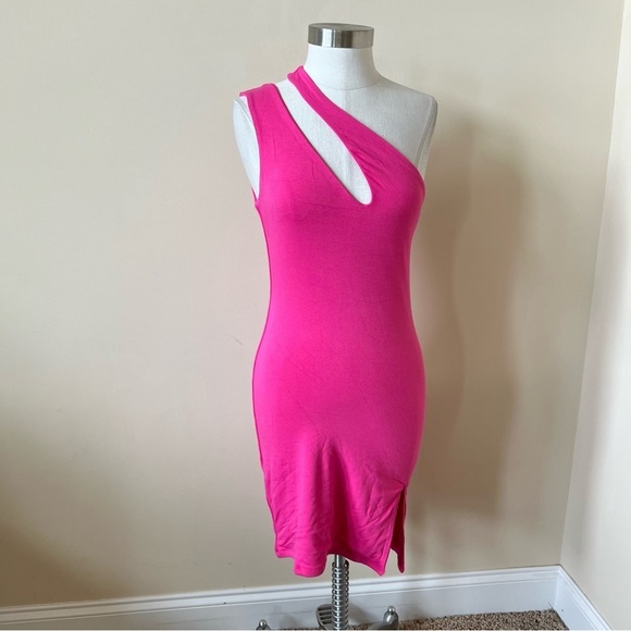 Naked Wardrobe  Cutout One-Shoulder Mini Dress in Pink 17762 - Picture 3 of 10